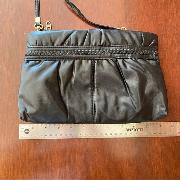 Holiday Fair 2 Pocket Purse w/ Braided Accent & Detachable Strap - Black & Gold - Picture 10 of 11